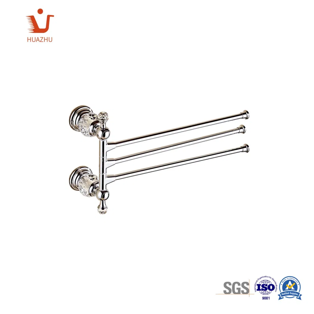 Bathroom Modern Wall Mounted Towel Shelf Towel Bar Chrome Plating Zinc Alloy + Ss201 OEM Factory