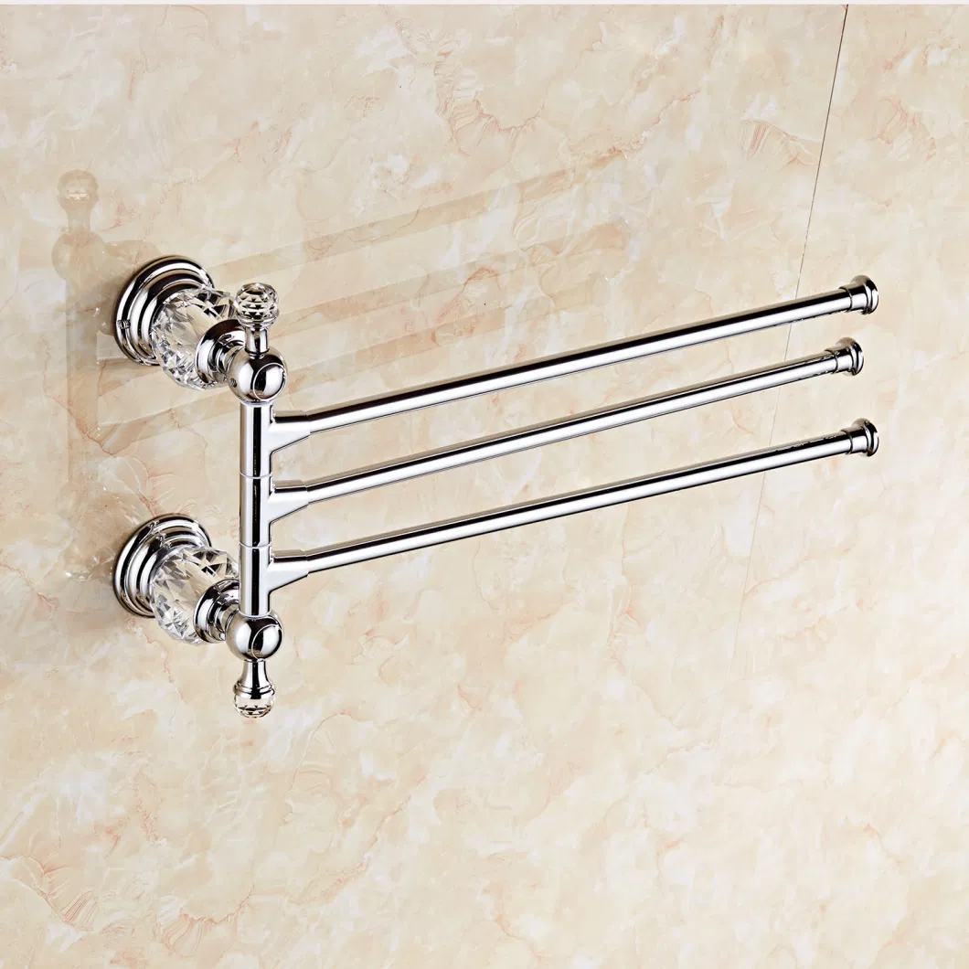 Bathroom Modern Wall Mounted Towel Shelf Towel Bar Chrome Plating Zinc Alloy + Ss201 OEM Factory