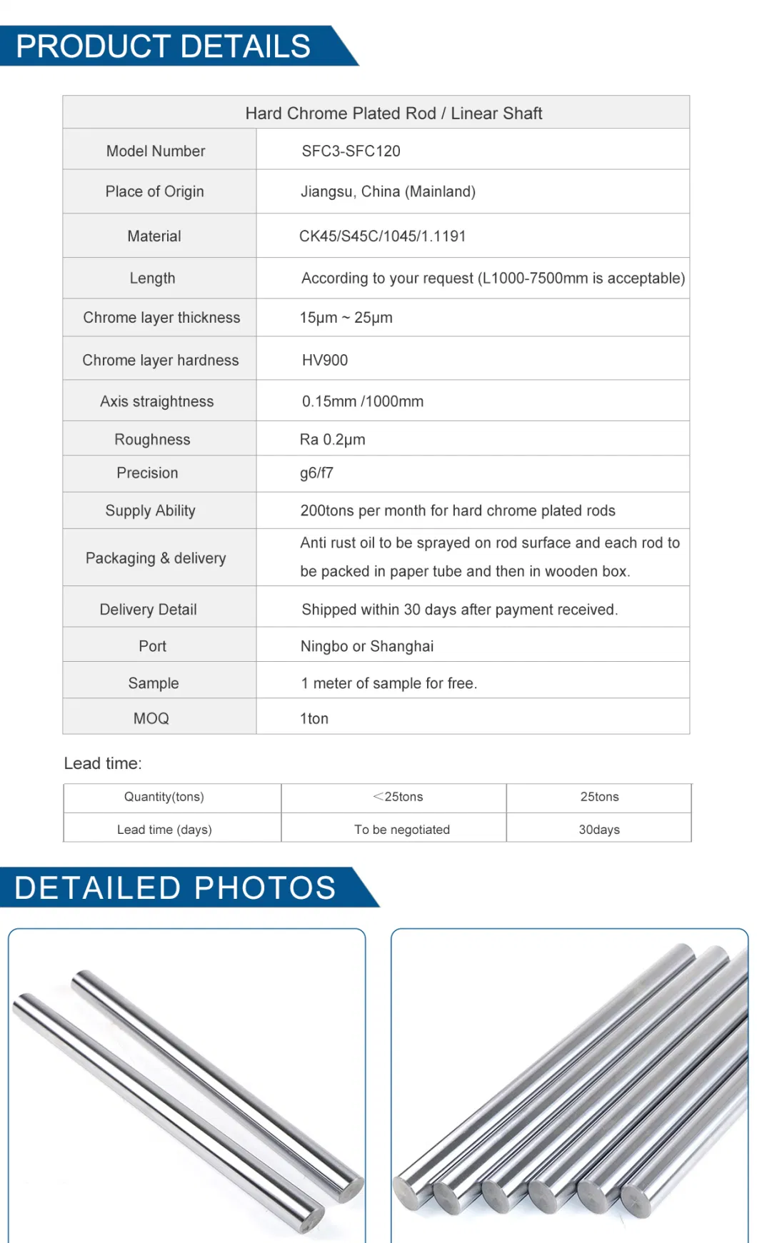 Factory Supply Plated Hollow Chrome Bar for Lift Hydraulic Cylinder